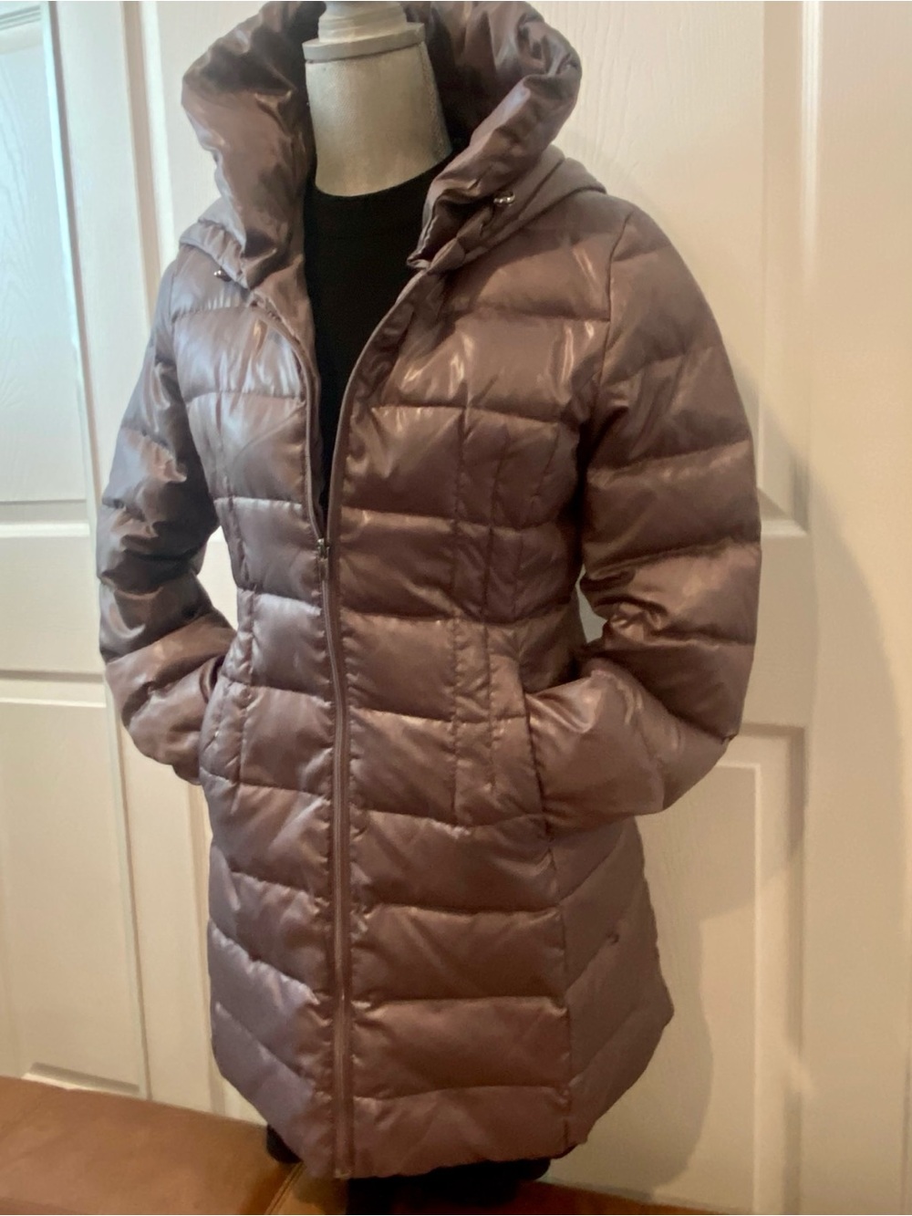 Express Mauve Quilted Hooded Puffer Coat